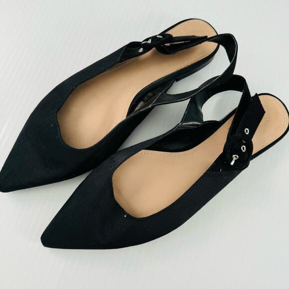 MNG by Mango pointy toe slingback flats fabric upper 7.5 US shoes - Picture 2 of 6